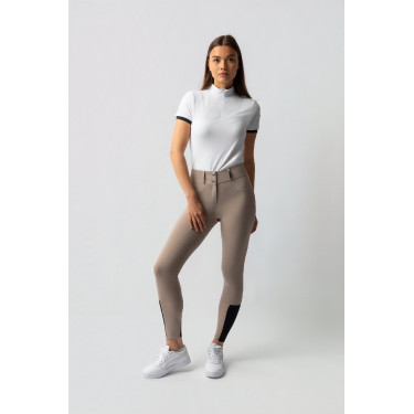 Calça de equitação Horze Evelyn com fundo integral feminino Toupeira simples Bege