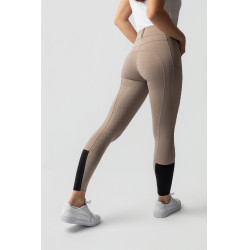 Calça de equitação Horze Evelyn com fundo integral feminino Toupeira simples Bege