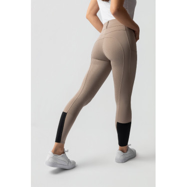 Calça de equitação Horze Evelyn com fundo integral feminino Toupeira simples Bege