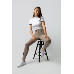 Calça de equitação Horze Evelyn com fundo integral feminino Toupeira simples Bege
