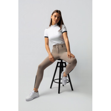 Calça de equitação Horze Evelyn com fundo integral feminino Toupeira simples Bege