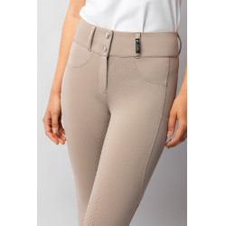 Calça de equitação Horze Evelyn com fundo integral feminino Toupeira simples Bege