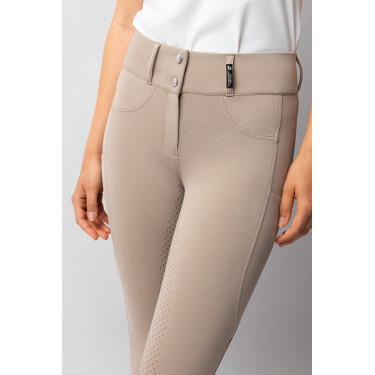 Calça de equitação Horze Evelyn com fundo integral feminino Toupeira simples Bege