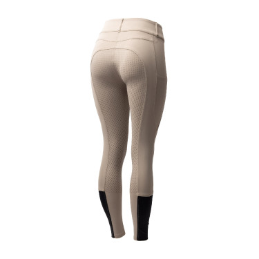 Calça de equitação Horze Evelyn com fundo integral feminino Toupeira simples Bege