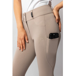 Calça de equitação Horze Evelyn com fundo integral feminino Toupeira simples Bege