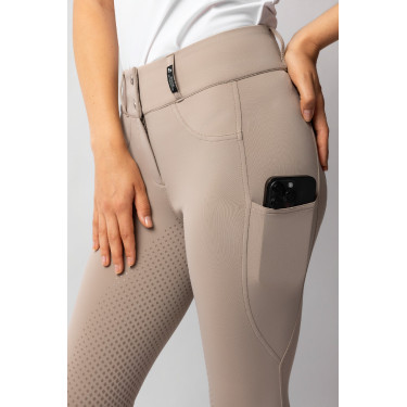 Calça de equitação Horze Evelyn com fundo integral feminino Toupeira simples Bege