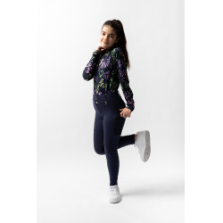 Calça de equitação Horze Mira infantil com grip integral Abertura Azul-marinho