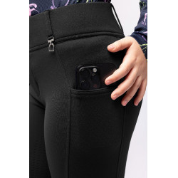 Calça de equitação Horze Mira infantil com grip integral Abertura Azul-marinho