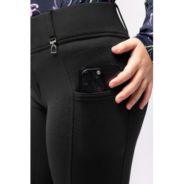 Calça de equitação Horze Mira infantil com grip integral Abertura Azul-marinho