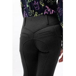 Calça de equitação Horze Mira infantil com grip integral Abertura Azul-marinho