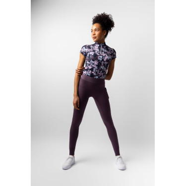 Legging de equitação Horze Maia com fundo completo feminino Ameixa preta Violeta