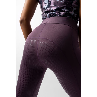 Legging de equitação Horze Maia com fundo completo feminino Ameixa preta Violeta