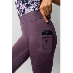 Legging de equitação Horze Maia com fundo completo feminino Ameixa preta Violeta