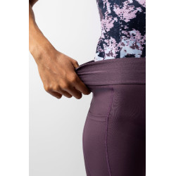 Legging de equitação Horze Maia com fundo completo feminino Ameixa preta Violeta