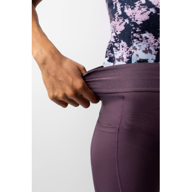 Legging de equitação Horze Maia com fundo completo feminino Ameixa preta Violeta