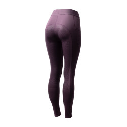 Legging de equitação Horze Maia com fundo completo feminino Ameixa preta Violeta
