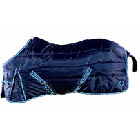 Cobertor de estábulo Daslö acolchoado Horizon para pônei Azul com bordas e alças azul‑claro Cobertor de estábulo Daslö acolchoado Horizon para pônei Azul com bordas e alças azul‑claro