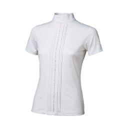 Polo de competição Tattini para menina com fileiras de strass Branco