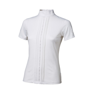 Polo de competição Tattini para menina com fileiras de strass Branco