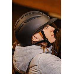 Capacete Equithème Agris viseira larga Preto prateado