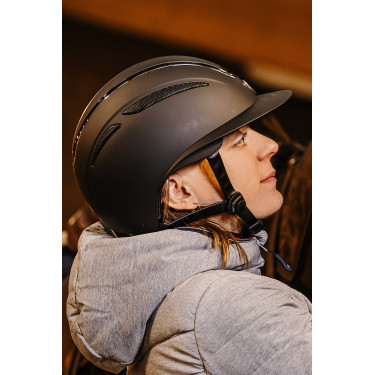 Capacete Equithème Agris viseira larga Preto prateado
