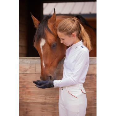 Polo de competição Pénélope Séville Mesh mangas compridas Branco