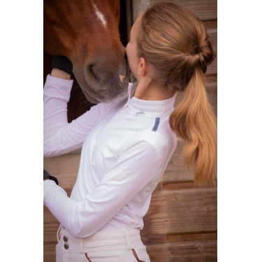 Polo de competição Pénélope Séville Mesh mangas compridas Branco