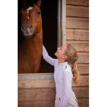 Polo de competição Pénélope Séville Mesh mangas compridas Branco