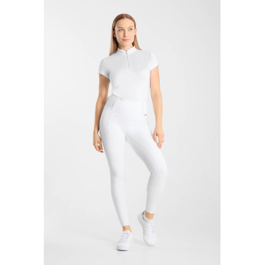 Legging de equitação B Vertigo Diana com fundo integral compressivo feminino Branco brilhante