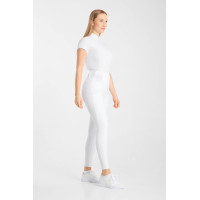 Legging de equitação B Vertigo Diana com fundo integral compressivo feminino Branco brilhante