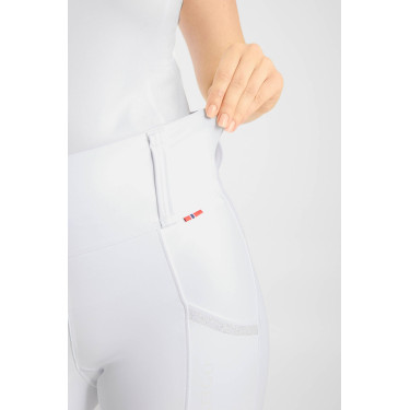 Legging de equitação B Vertigo Diana com fundo integral compressivo feminino Branco brilhante