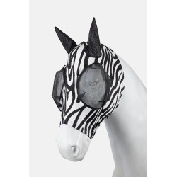Máscara anti-moscas Horze Elastic com zíper Zebra Motivos