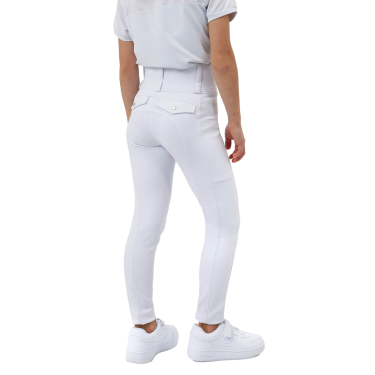 Calça híbrida Horze Young Rider Anya com full grip Branco brilhante