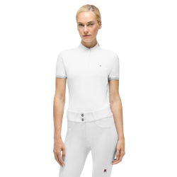 Polo de competição Linsay Tommy Hilfiger Equestrian de manga curta para mulher Branco óptico