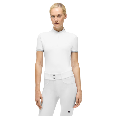 Polo de competição Linsay Tommy Hilfiger Equestrian de manga curta para mulher Branco óptico