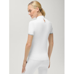 Polo de competição Linsay Tommy Hilfiger Equestrian de manga curta para mulher Branco óptico