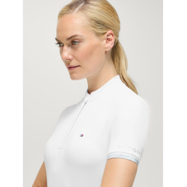 Polo de competição Linsay Tommy Hilfiger Equestrian de manga curta para mulher Branco óptico