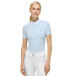 Polo de competição Linsay Tommy Hilfiger Equestrian de manga curta para mulher Azul doce