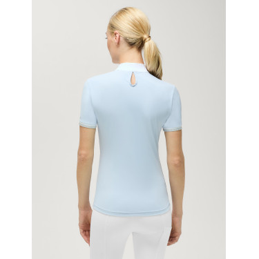 Polo de competição Linsay Tommy Hilfiger Equestrian de manga curta para mulher Azul doce