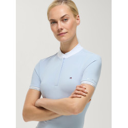Polo de competição Linsay Tommy Hilfiger Equestrian de manga curta para mulher Azul doce