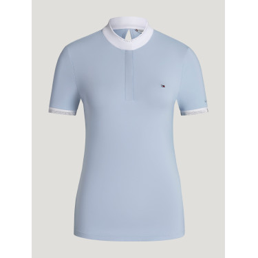 Polo de competição Linsay Tommy Hilfiger Equestrian de manga curta para mulher Azul doce
