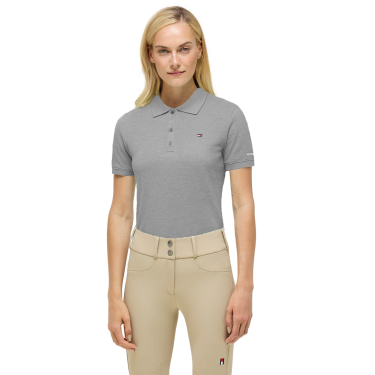 Polo de manga curta Tommy Hilfiger Equestrian feminino Cinza mesclado Cinzento