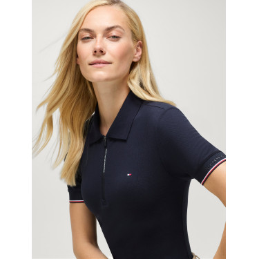 Pólo com fecho Anaheim Tommy Hilfiger Equestrian mulher Céu do deserto Azul