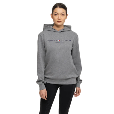 Sweat com capuz feminino Tommy Hilfiger Equestrian Cinza mesclado Cinzento