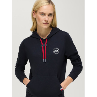 Moletom com capuz Laguna Tommy Hilfiger Equestrian feminino com logótipo Céu do deserto Azul