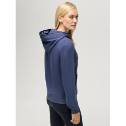 Moletom com capuz e zíper Beverly Tommy Hilfiger Equestrian feminino Índigo desbotado Azul