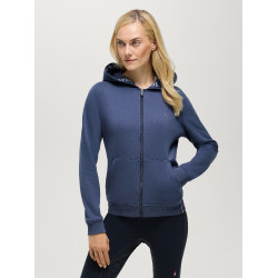 Moletom com capuz e zíper Beverly Tommy Hilfiger Equestrian feminino Índigo desbotado Azul