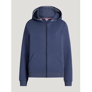 Moletom com capuz e zíper Beverly Tommy Hilfiger Equestrian feminino Índigo desbotado Azul
