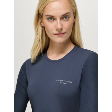 T-shirt Adel Sunguard de mangas compridas Tommy Hilfiger Equestrian mulher Índigo desbotado Azul