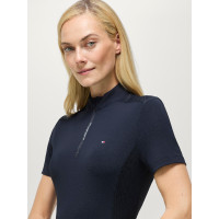 T-shirt de treino Tommy Hilfiger Equestrian Palma 1/4 zip feminino de mangas curtas Céu do deserto Azul